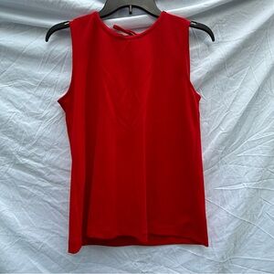 Ann Taylor Red Sleeveless Ruffle Back Keyhole‎ Tie Holiday Party Top Size Small